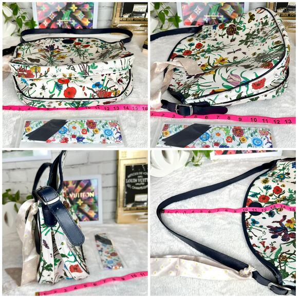 Gucci Flora GG Vintage Large Shoulder Bag Good USED with scarf RARE - Picture 16 of 16